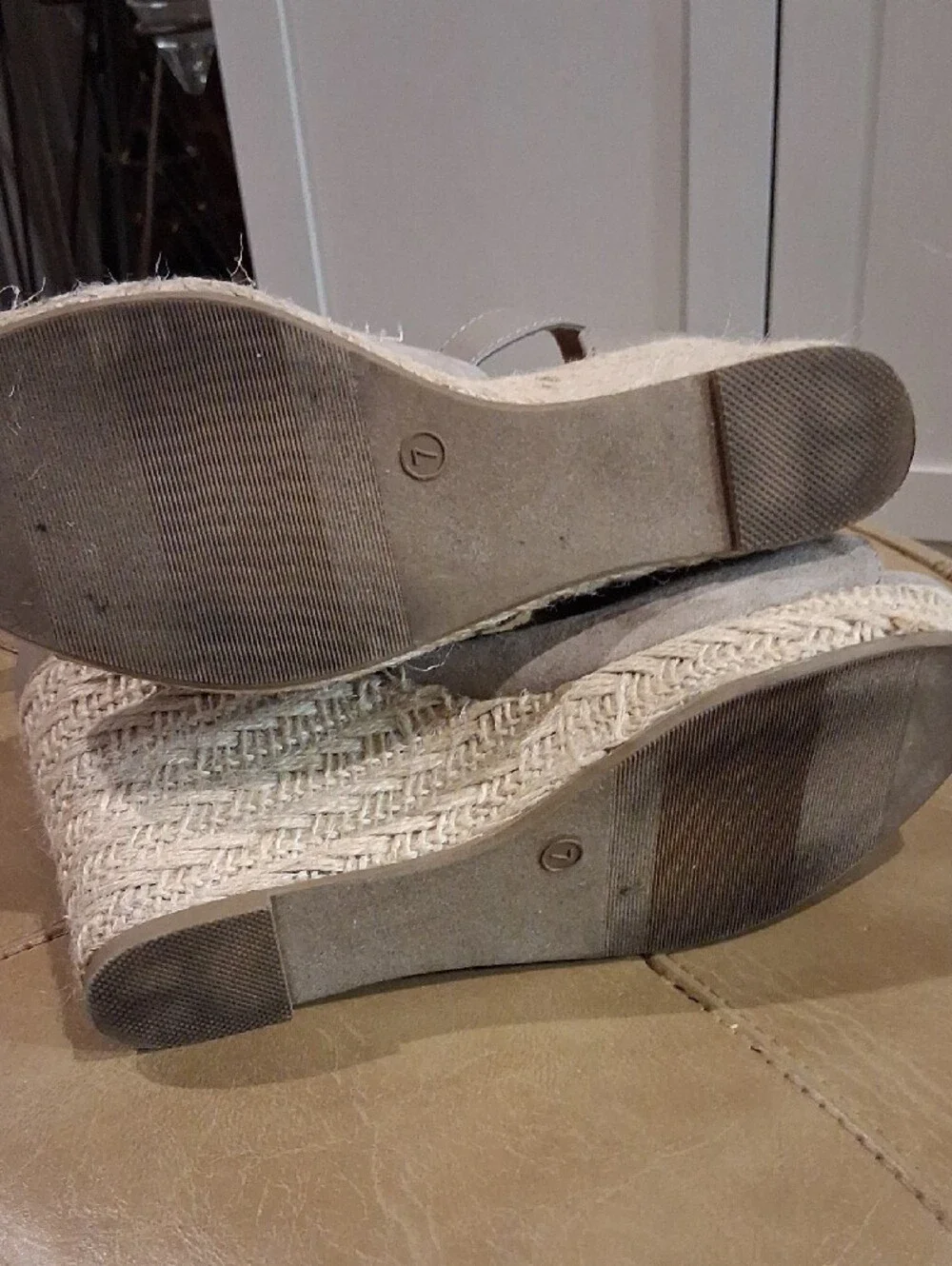 Big Buddha Taupe Suede Espadrille Wedge Sandals